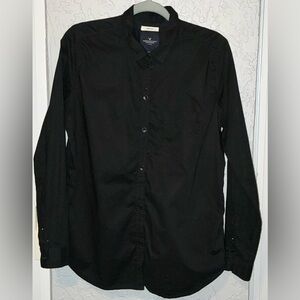 American Eagle Outfitters Prep Fit Black Casual Button-Down Shirt